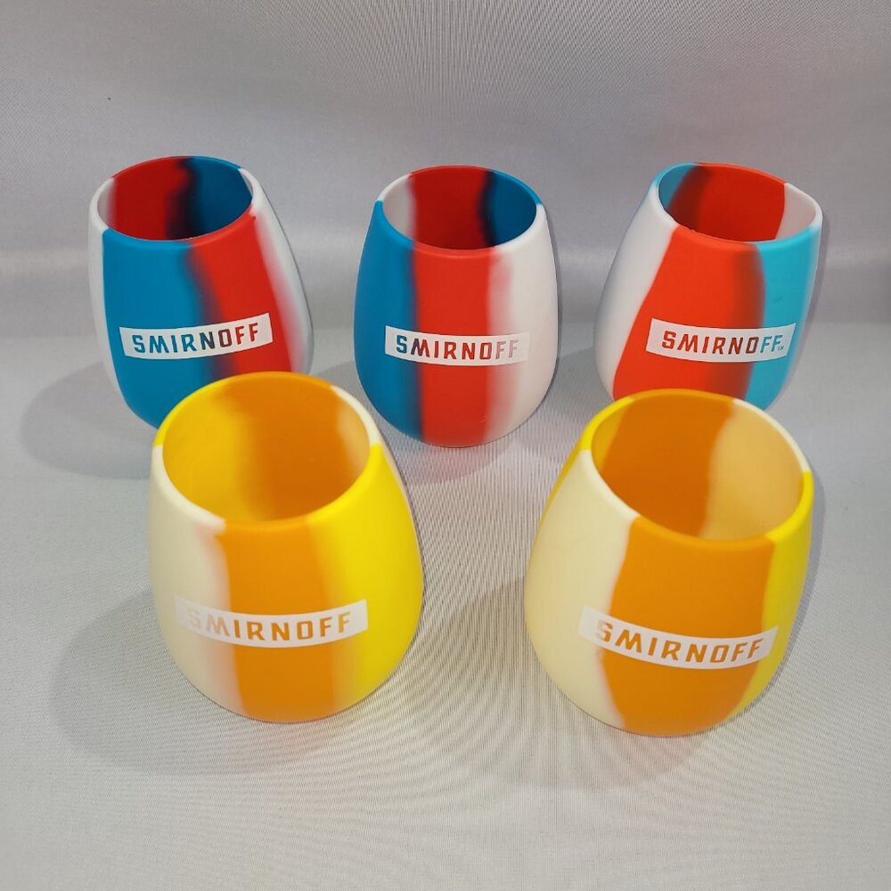 Smirnoff Vodka Silicon Wine Glass Drink Cozie Holder Cozy Coozy Set 5 Sleeve